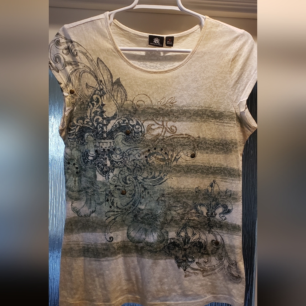 Women's Rock & Republic Elegant Cream and Gray Women's Top